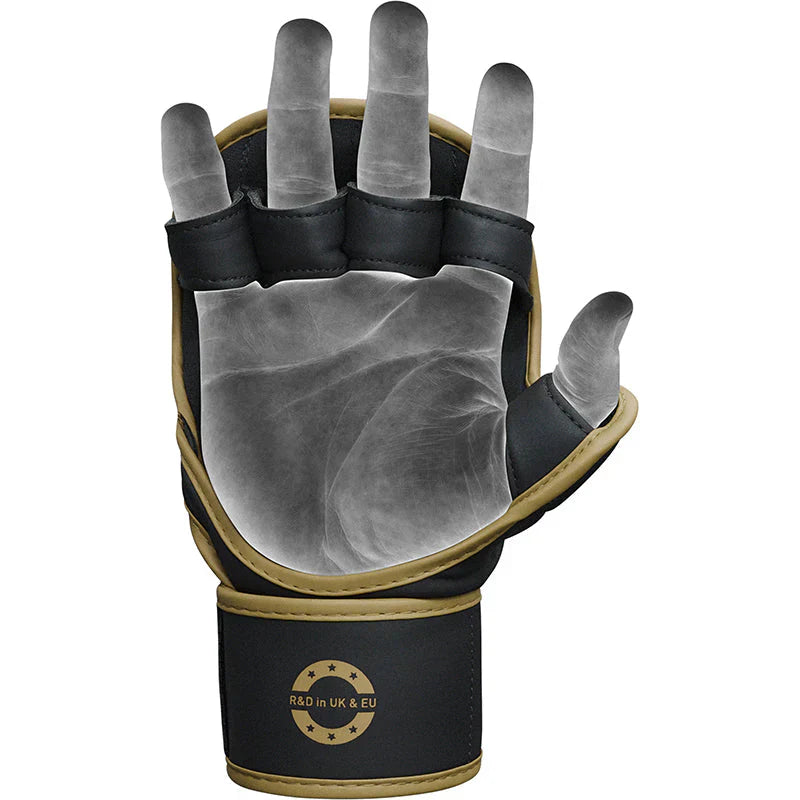 RDX Grappling Gloves Shooter F6 - Mattsvart/Guld