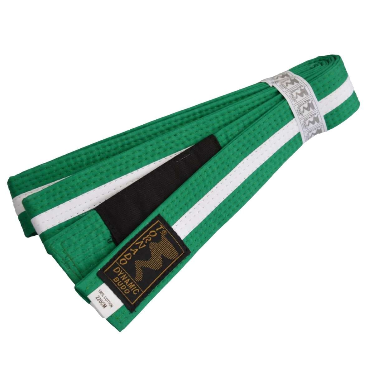 Phoenix Barn BJJ-bälte Grönt/Vitt med rand