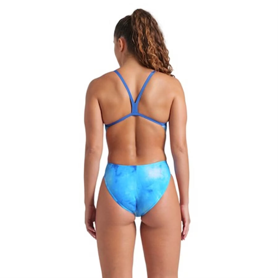 Arena Baddräkt Challenge för damer Back Allover Blue Multi-Royal