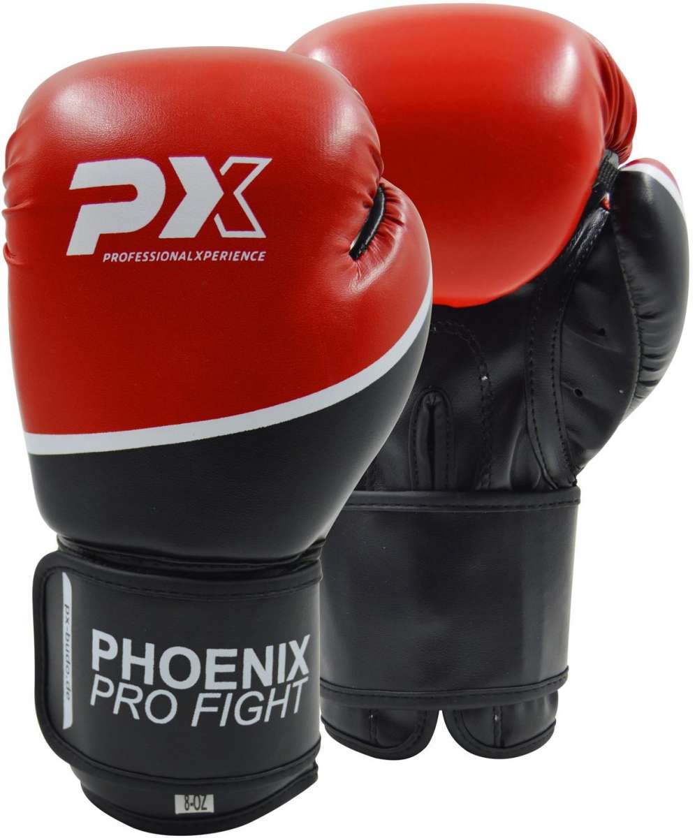 Phoenix PX PRO FIGHT PU boxningshandskar Svart/Röd