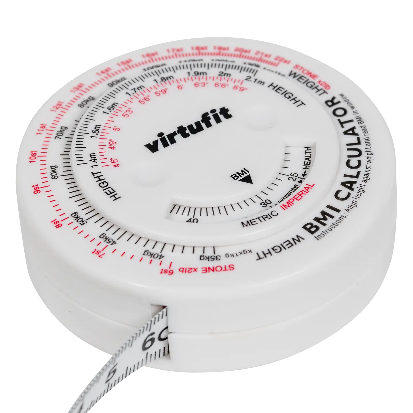 Virtufit Måttband med BMI Kalkylator, 150 cm
