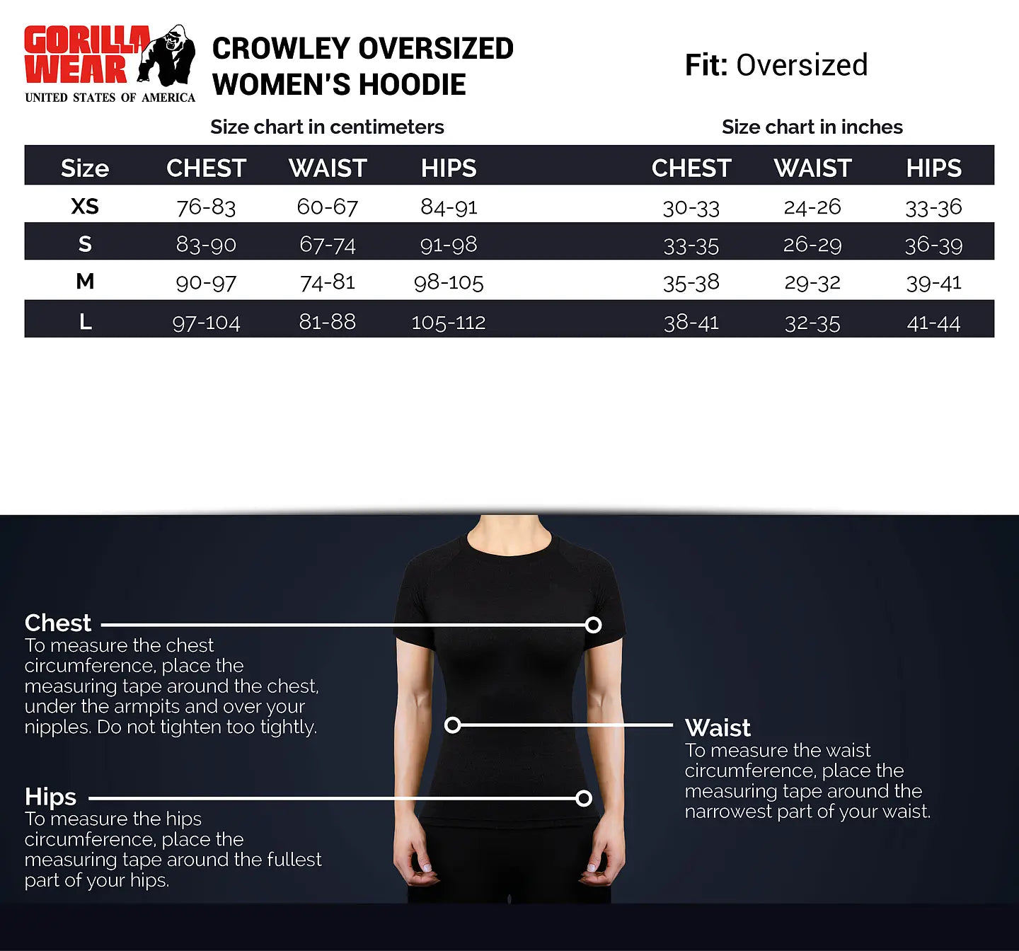 Gorilla Wear Crowley Oversized Women's Hoodie, washed grey