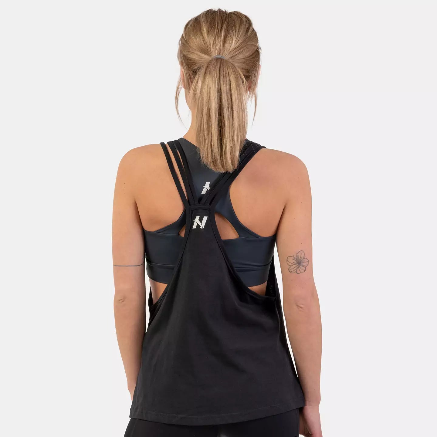 Nebbia Ärmlös Lös Cross Back Tank Top "Feeling Good" - Svart
