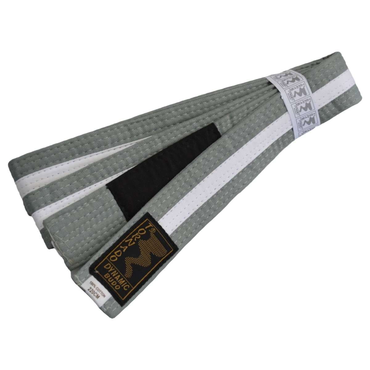 Phoenix Barn BJJ-bälte Grått/Vitt med rand