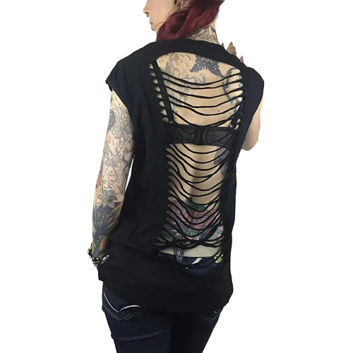 Skull Cutted Top - Svart