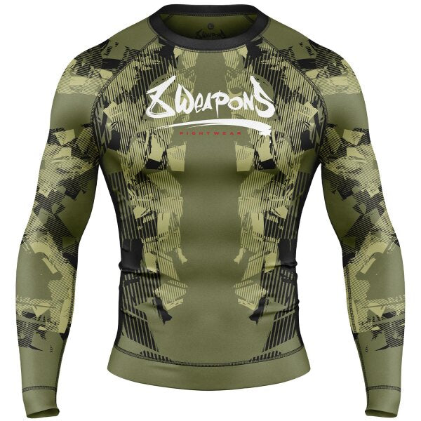 8 WEAPONS Långärmad Rashguardtröja,  L/S, Hit 2.0 - Oliv/Svart