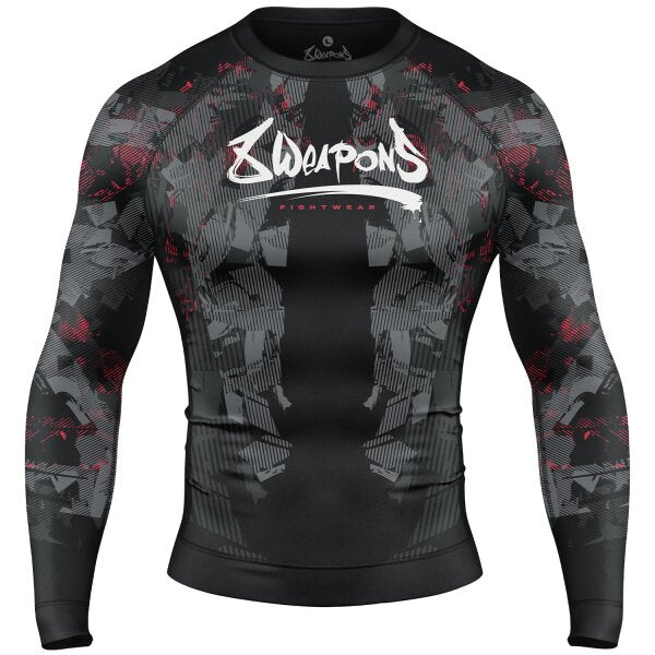 8 WEAPONS Långärmad Rashguardtröja, L/S, Hit 2.0 - Svart/Röd