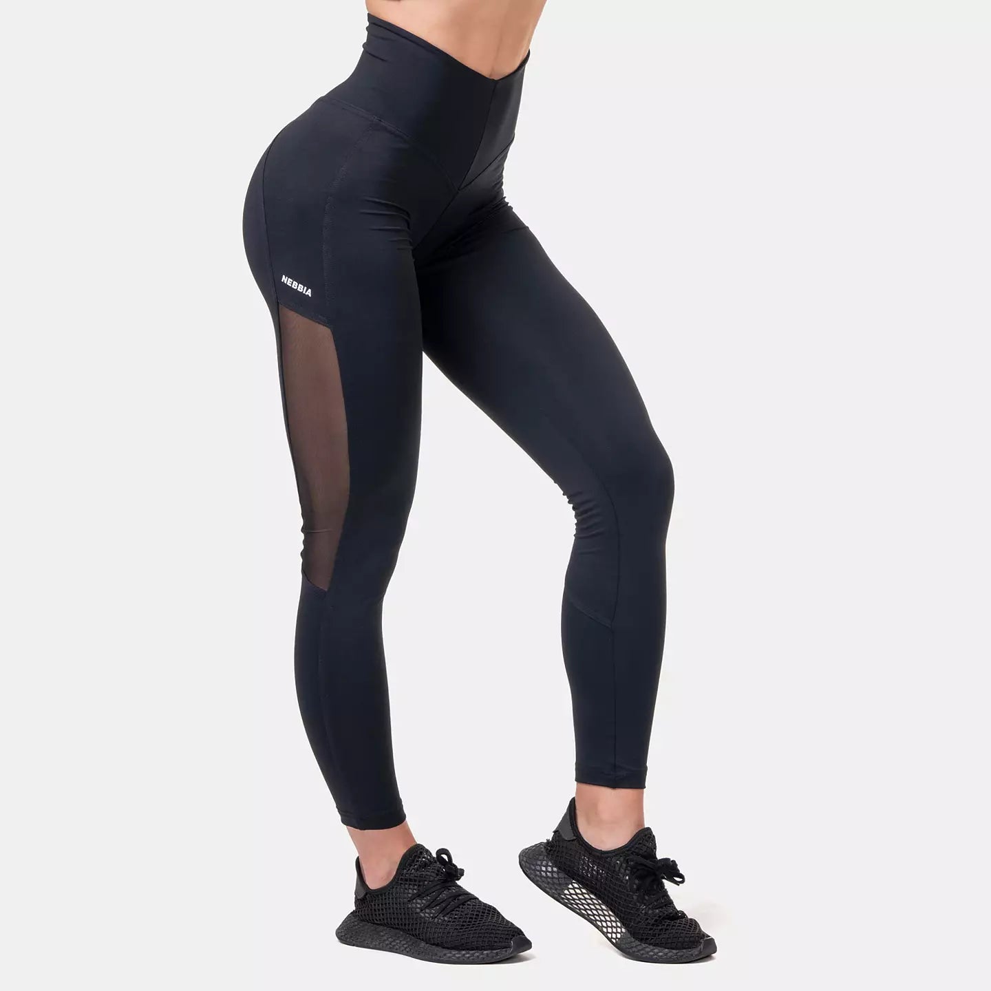 Nebbia Högmidjade Mesh Tights - Svart