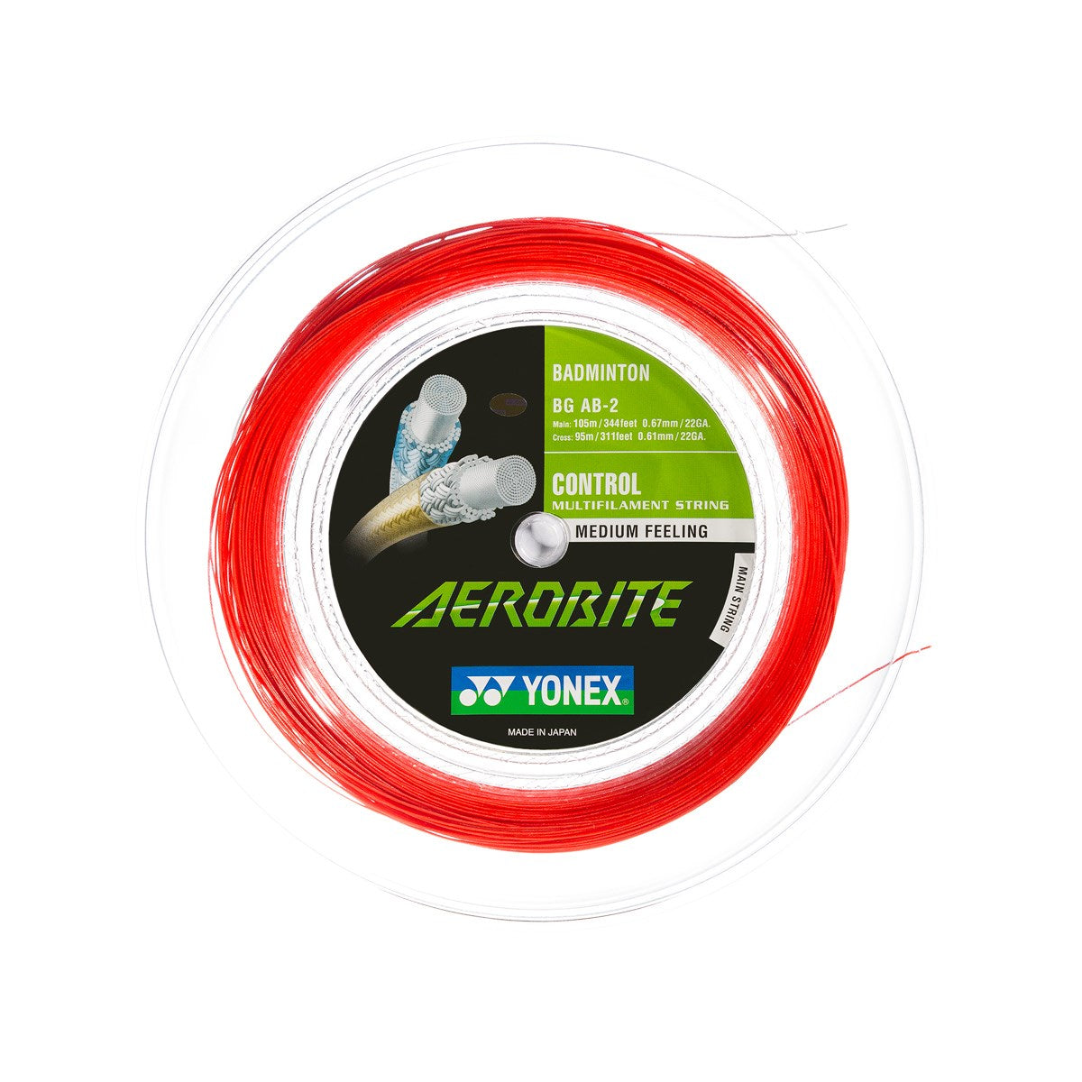 Yonex Aerobite - 200M Badmintonssträng Röd/Vit