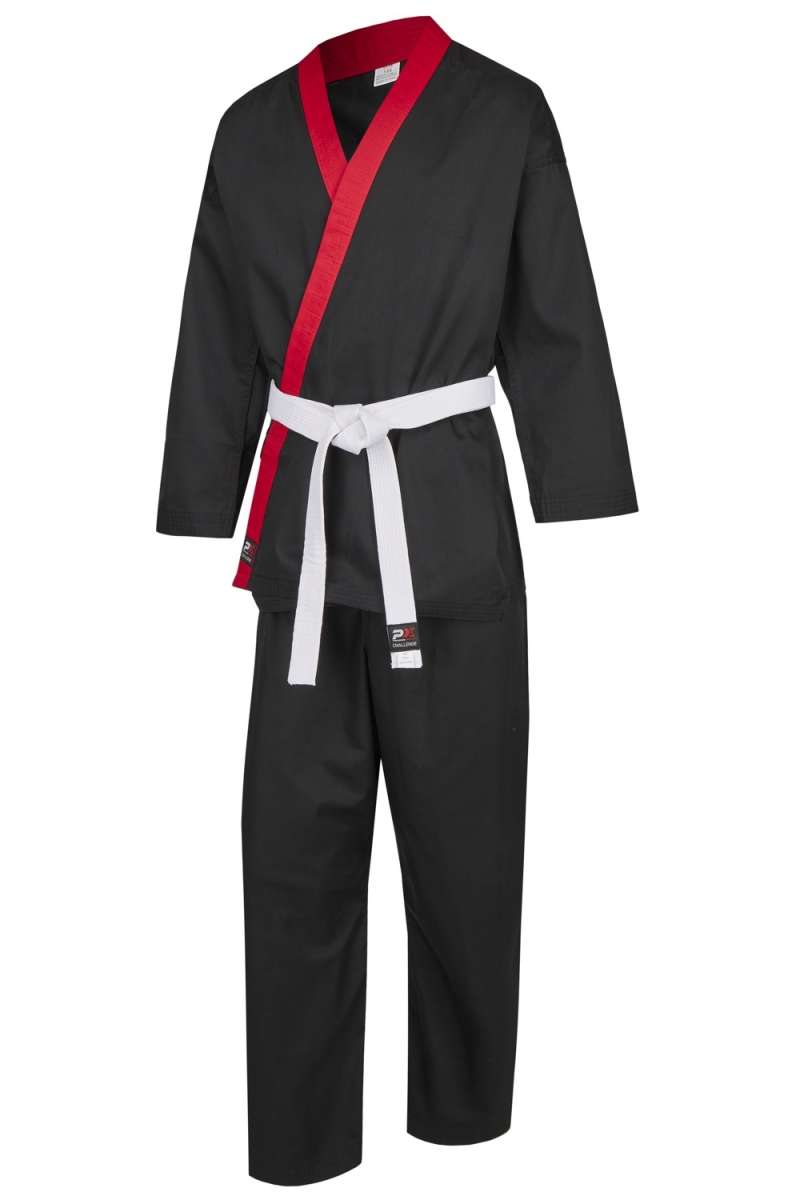 Phoenix PX CHALLENGE Karate Gi - Svart/Röd, Barn & Vuxen Storlekar