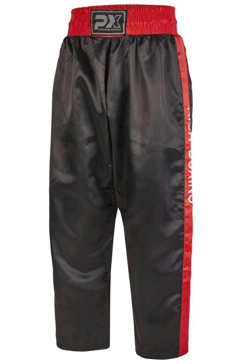 Phoenix PX kickboxningsbyxor satin - Svart/Röd