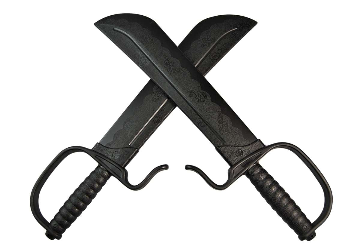 Phoenix Wing Chun dubbelkniv - PP-material Svart ca. 45 cm