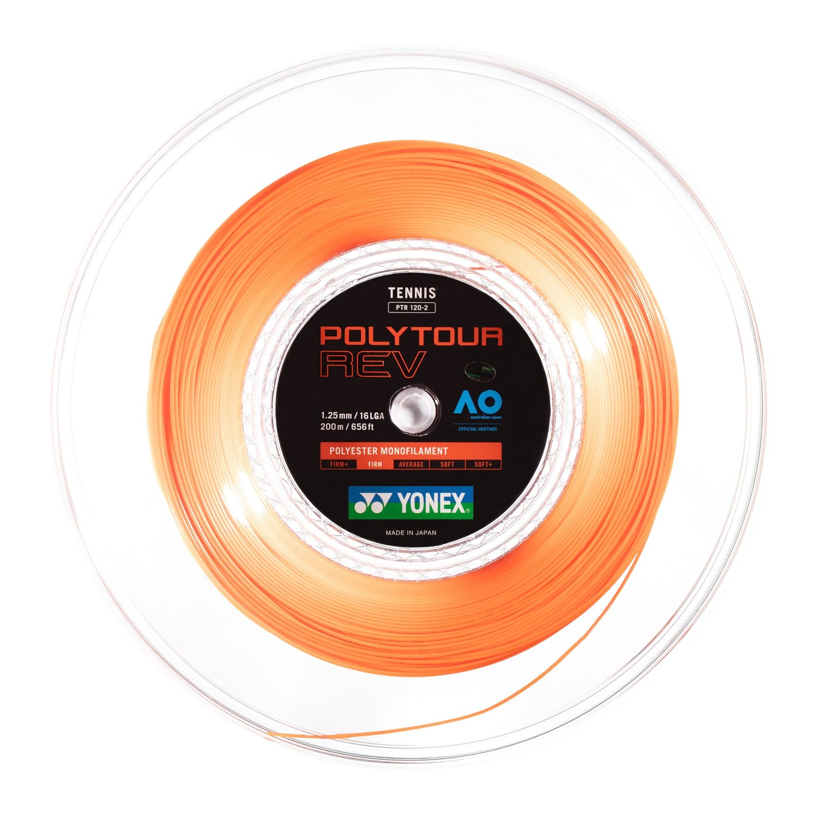 Yonex Polytour Rev 125 200M Tennissträng - Ljusorange
