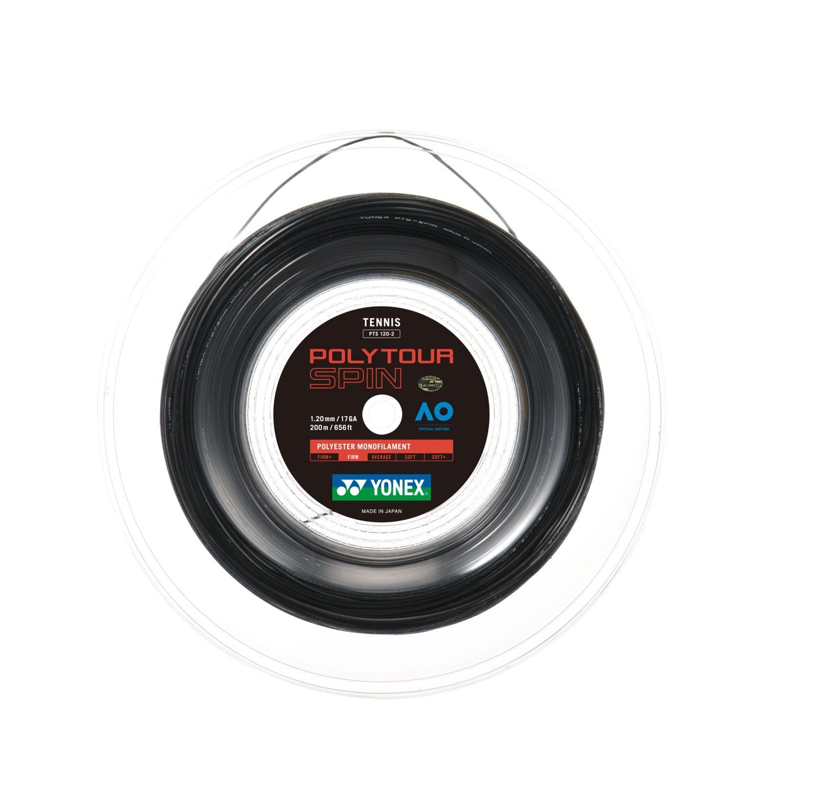 Yonex Polytour Spin 120 200m Tennissträng - Svart