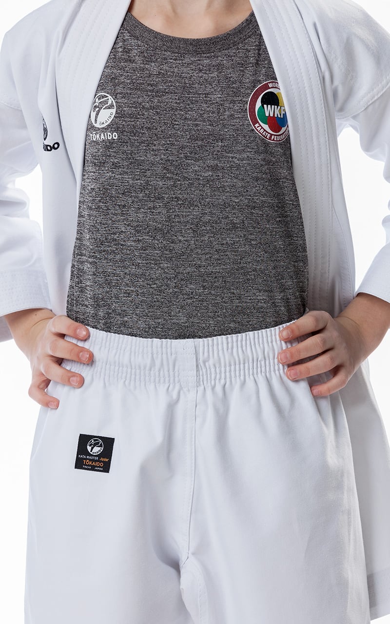TOKAIDO Beginner Karate Gi, Kata Master Junior, WKF, Slim Fit, 12 oz.