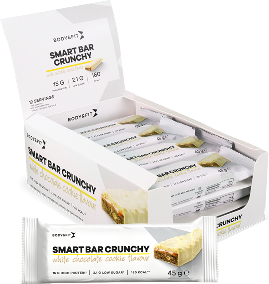 Body & Fit Smart Bar Crunchy - 12 x 45 g - White Chocolate & Cookies