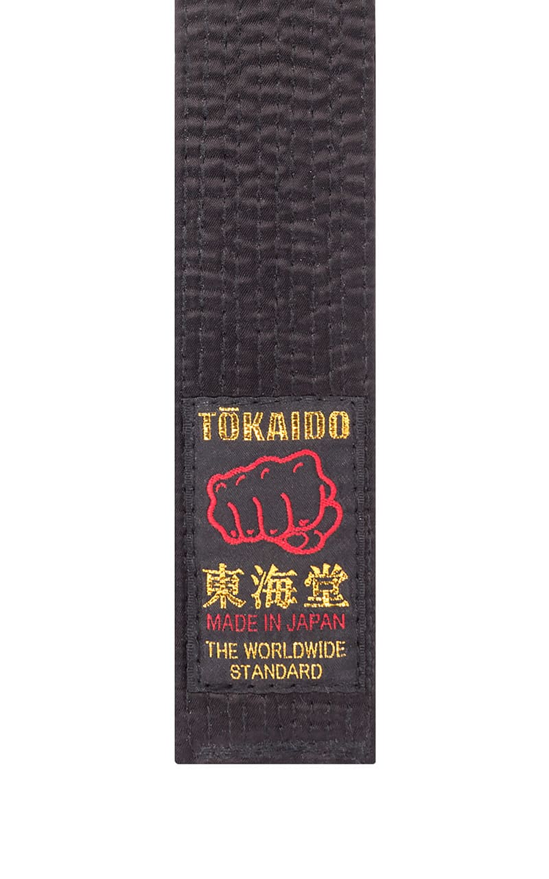 TOKAIDO Karate Belt, artificial silk, made in Japan, black