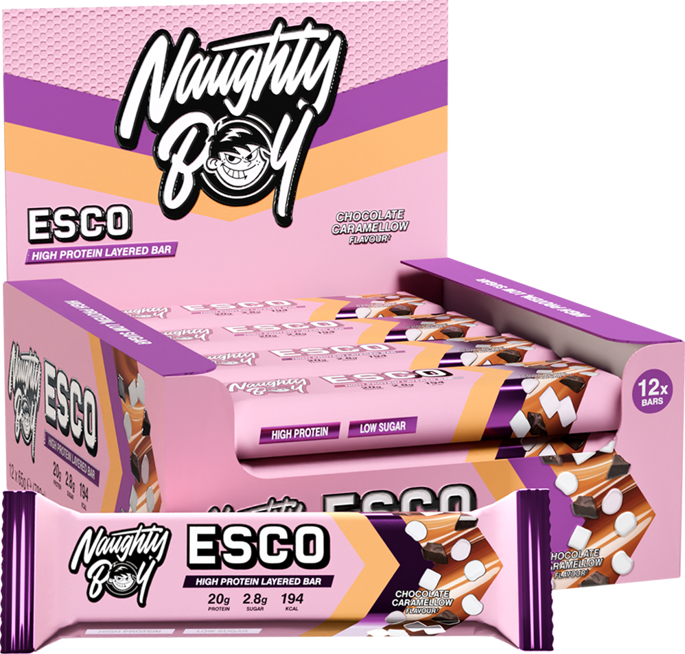 Naughty Boy ESCO Bar - 12 x 65 g - Chocolate Caramellow