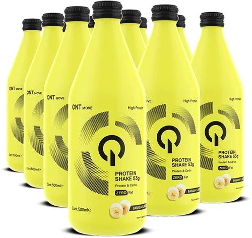 QNT Protein Shake Glass Bottle - 12 x 500 ml - Banana