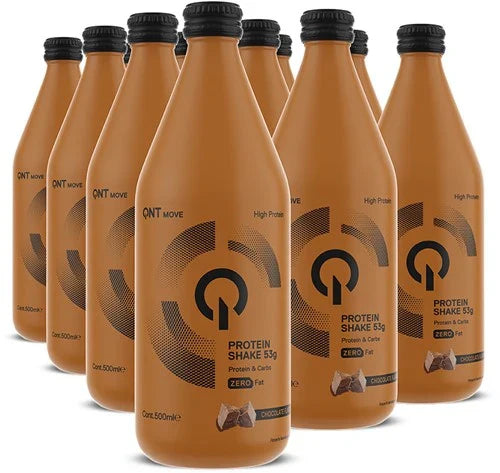 QNT Protein Shake Glass Bottle - 12 x 500 ml - Chocolate