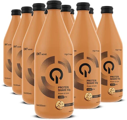 QNT Protein Shake Glass Bottle - 12 x 500 ml - Cookies & Cream