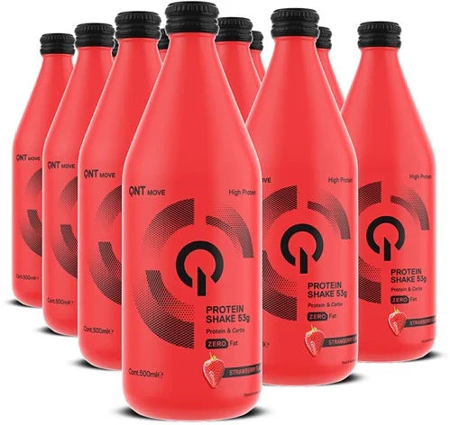 QNT Protein Shake Glass Bottle - 12 x 500 ml - Strawberry