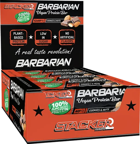 Stacker2 Barbarian Vegan Protein Bar - 12 x 40 g - Cookies & Nuts