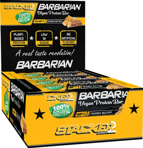 Stacker2 Barbarian Vegan Protein Bar - 12 x 40 g - Peanut Butter