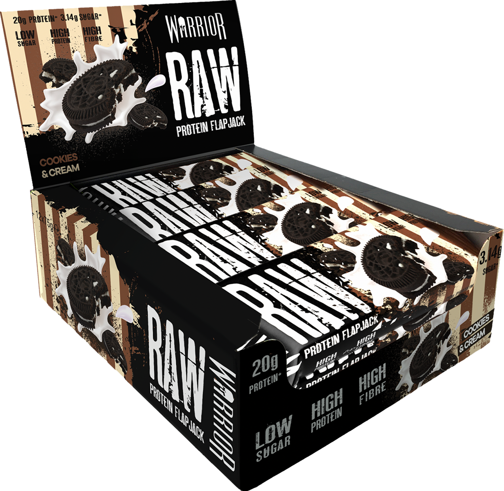 Warrior Raw Protein Flapjack - 12 x 75 g - Cookies & Cream